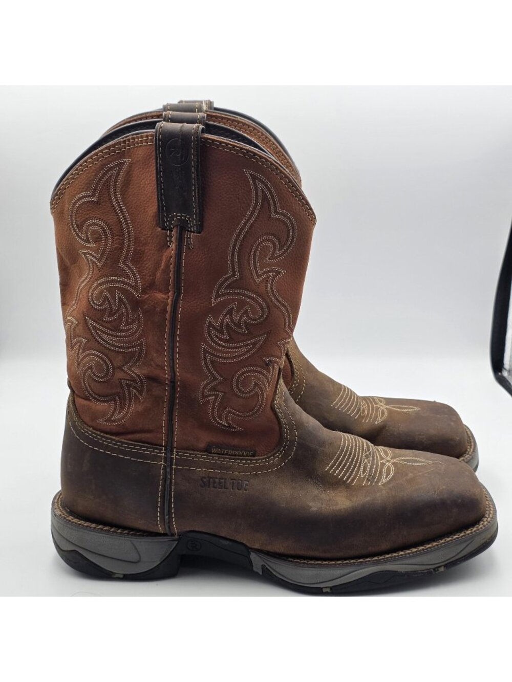 Tony Lama Junction Boots Mens 12 EE Brown Leather Steel Toe Waterproof RR3352